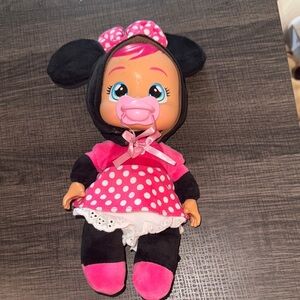 Rubber Face Disney Cry Babies Tiny Cuddles with Pacifier and Minnie Mouse Outfit